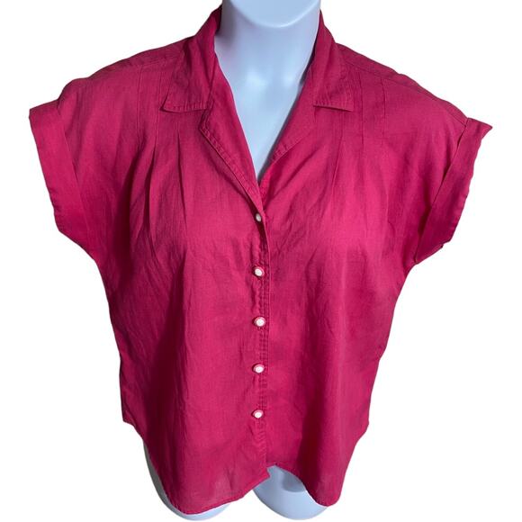 Cabrais Vintage magenta pink button front blouse - Size 14 - Picture 2 of 7